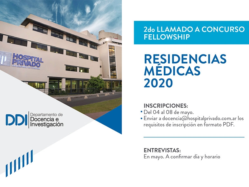2° Llamado a Concurso Fellowship Residencias médicas 2020 - Hospital Privado Cordoba