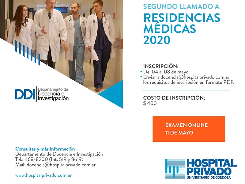 2° Llamado a Concurso Residencias Médicas 2020 - Hospital Privado Cordoba
