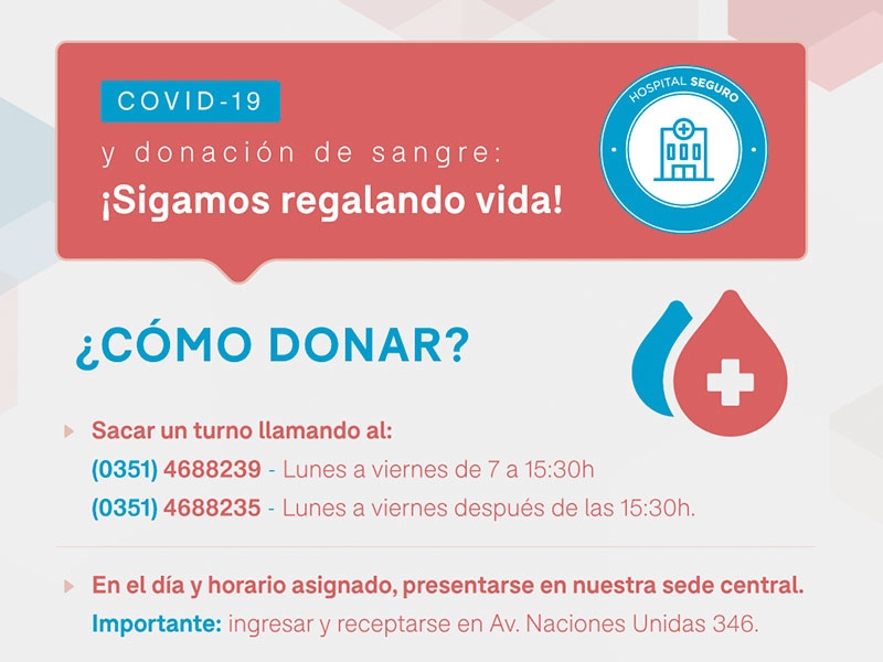 COVID-19 y donación de sangre, ¡sigamos regalando vida! - Hospital Privado Cordoba