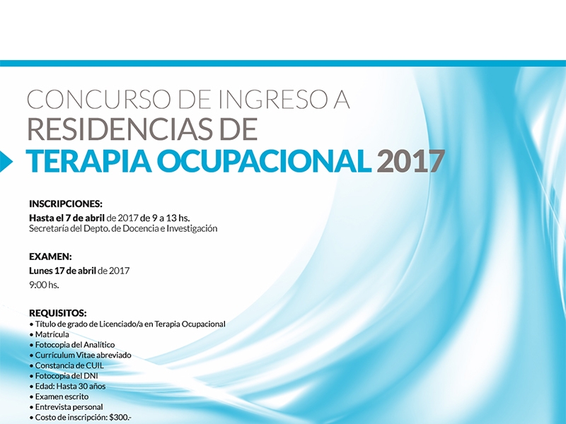 Residencias de Terapia Ocupacional 2017 - Hospital Privado Cordoba