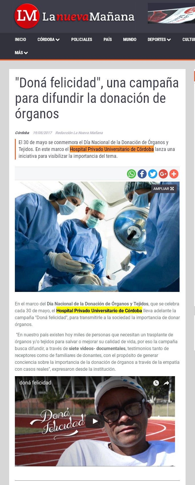 Prensa Hospital Privado Cordoba