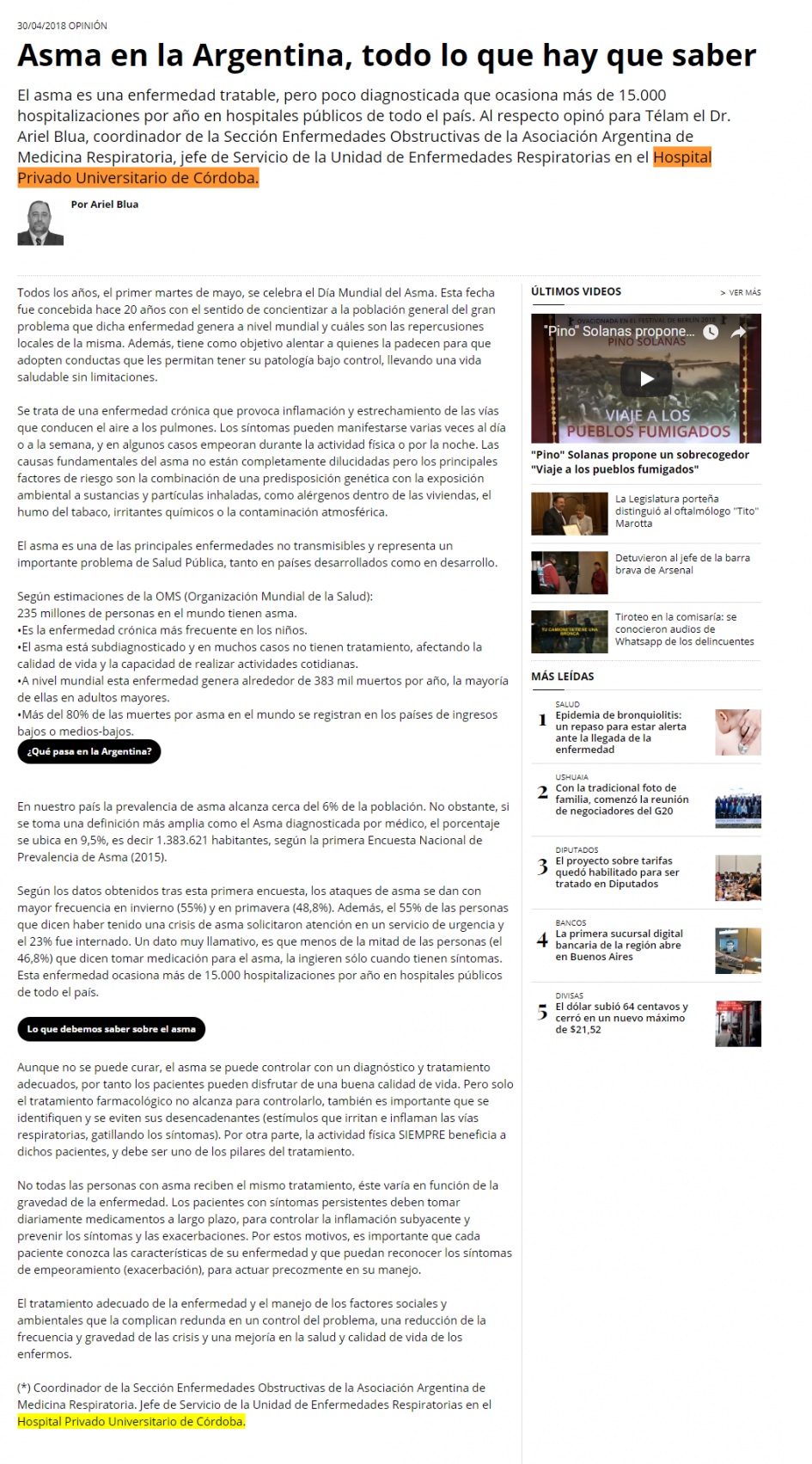 Prensa Hospital Privado Cordoba